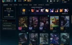 Ouro 3 com 40 Champs e 6 Skins + 8 Espolios