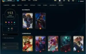 Vendo conta de lol com mais de 1100 reais em skin