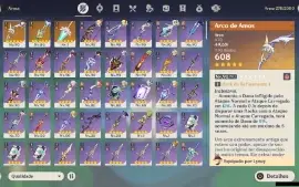 GENSHIN IMPACT - AR57, 20 Personagens T5 e 3 armas T5.