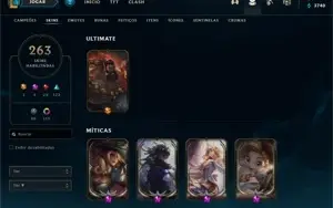 conta lol com 263 skins