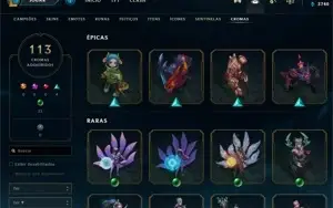 conta lol com 263 skins