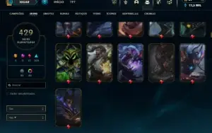 Esmeralda 4 com TODOS os Champs e 429 Skins ADC / TOP / MID