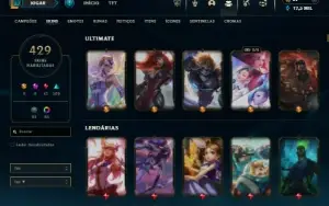 Esmeralda 4 com TODOS os Champs e 429 Skins ADC / TOP / MID