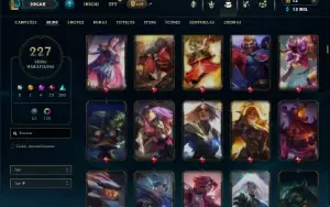 Bronze 2 com TODOS os champs e 227 Skins ( TOP / JG / SUP )