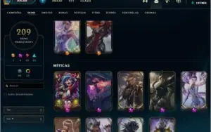 Conta lol Ouro 3, todos os champions e 209 skins