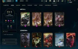 Ouro 4 com TODOS os champs e 211 Skins + 4 Prestigios