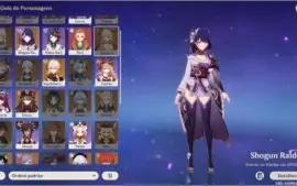 Conta Genshim Impact AR52, com 7 personagens 5 estrelas.
