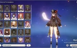 Conta Genshim Impact AR52, com 7 personagens 5 estrelas.