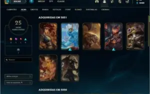 Conta bronze 4 com 25 skins e 79 champs