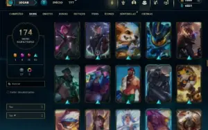 Ouro 1 com 125 Champs e 174 Skins + 7 Prestigios + 1700 RP