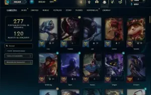 Ouro 1 com 125 Champs e 174 Skins + 7 Prestigios + 1700 RP