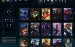 Ouro 1 com 125 Champs e 174 Skins + 7 Prestigios + 1700 RP