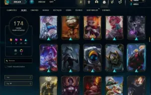 Ouro 1 com 125 Champs e 174 Skins + 7 Prestigios + 1700 RP