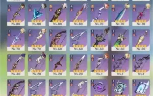 Genshin AR57 - 10 5* e todos os 4* - varios cards de eventos