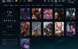 TODOS os Champs e 136 Skins ( MONO ADC ) +6 Prestigios