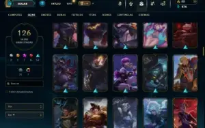 Platina 1 com 115 Champs e 126 Skins + 1 Prestigio