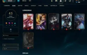 Prata 4 com 40 Champs e 43 Skins + 3 Espolios