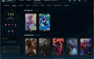 Conta LOL 124 champions , 120 skins , 35 emotes ,Diamante 4
