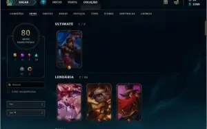 Conta League Of Legends 80 Skin's falta 9 champs.