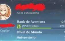 Conta Genshin Impact com Yoimiya 5⭐ e alguns 4⭐, AR 25