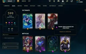 Conta Unranked com TODOS os champs e 399 Skins (Nivel 600)