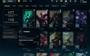 Conta Unranked com TODOS os champs e 399 Skins (Nivel 600)