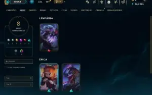 Platina 4 com 85 Champs e 8 Skins