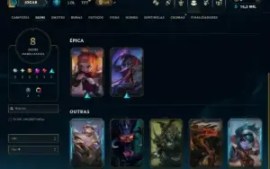 Platina 4 com 85 Champs e 8 Skins