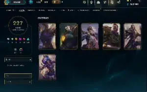 Ouro 1 com TODOS os Champs e 227 Skins ( MID / JG / SUP )