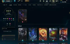 Ouro 1 com TODOS os Champs e 227 Skins ( MID / JG / SUP )