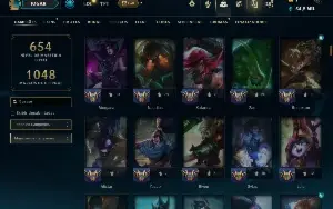 Ouro 1 com TODOS os Champs e 227 Skins ( MID / JG / SUP )