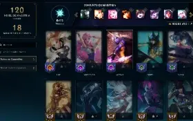 conta lol lvl 94 / esmeralda iv elo passado / platina iv.