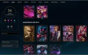 Conta LoL Ouro 3 - 36 skins
