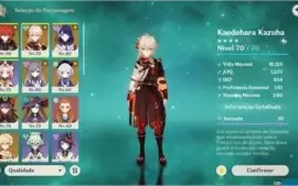 Conta AR52 com 10 5* estrelas (Hutao Kazuha Diluc Raiden)