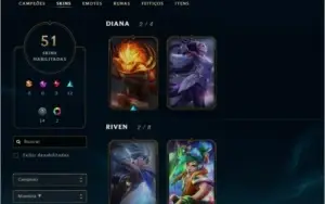 Conta platina 5, conta de 2013 , 367 campeões, 51 skins