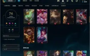 Conta platina 4 com 100 champs e 76 skins ( MAIN ADC / SUP )