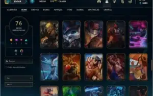 Conta platina 4 com 100 champs e 76 skins ( MAIN ADC / SUP )