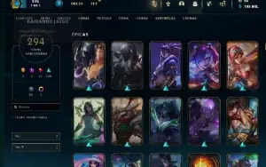 Conta Lol Esmeralda 4 / Todos Campeões / 294 Skins