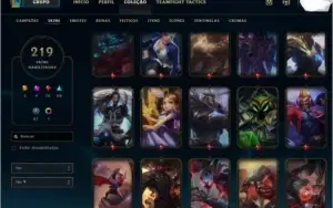 Conta com 219 skins 5 ultimates e mais!