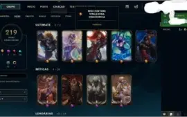 Conta com 219 skins 5 ultimates e mais!