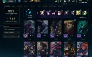 Diamante 3 com TODOS os champs e 352 Skins ( Nivel 936 )