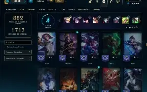 Diamante 3 com TODOS os champs e 352 Skins ( Nivel 936 )