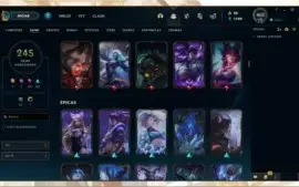 Conta lol com muitas skins lendárias, épicas e sem elo.