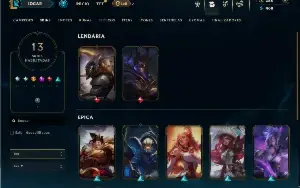 Platina 4 com 55 Champs e 13 Skins