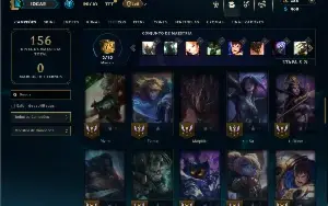 Platina 4 com 55 Champs e 13 Skins