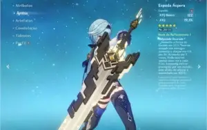EULA + ESPADA ÁSPERA/ORGULHO CELESTIAL/AYAKA/KEQING C2