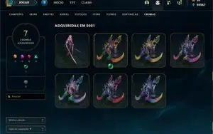 Conta de lol ouro 3 mmr normal 67 skins 20k de essência azul