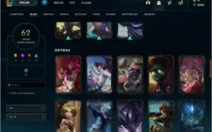 Conta prata 3 com 62 skins e 131 champs