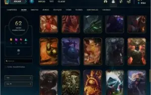 Conta prata 3 com 62 skins e 131 champs