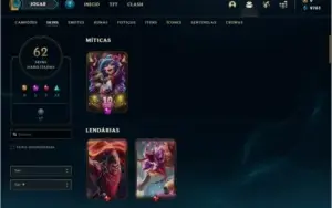Conta prata 3 com 62 skins e 131 champs